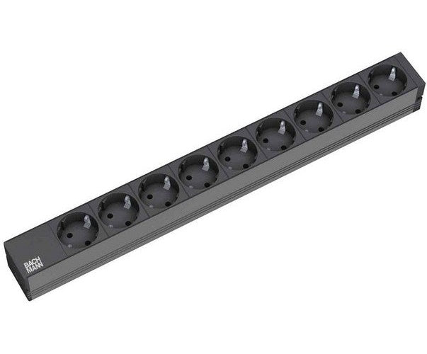 Bachmann - Verlängerungsschnur (Rack - einbaufähig) - Wechselstrom 250 V - 9 Ausgangsstecker - 1U - 48.3 cm (19") (333.506) afbeelding 1
