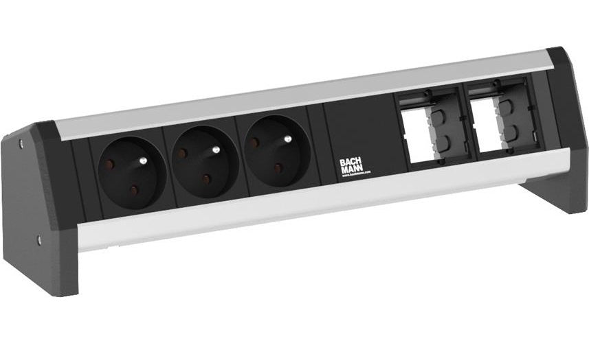 Bachmann DESK - Steckdosenleiste - Wechselstrom 230 V - Ausgangsanschlüsse: 3 - Schwarz (902.005) afbeelding 1