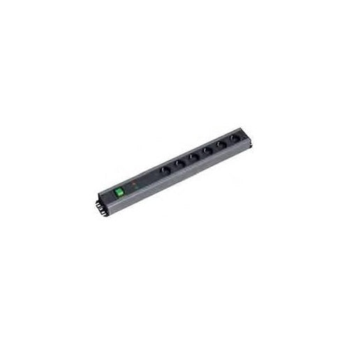 Bachmann Handwerkerleiste 6-fach 90°, ÜSS, Filter 6 Schutzkontaktsteckdosen, 90°, Dosenabstand 15 mm, 1x Überspannungsschutz + Netz- und Frequenzfilter, 1x Wippschalter grün, Zuleitung 2 m H05VV-F 3G1,5mm², Maße: ca. 575 x 74 x 45 mm (300.012) afbeelding 1
