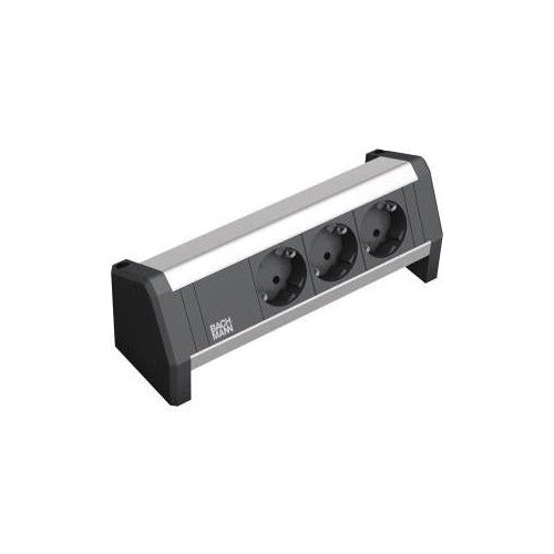 Bachmann DESK 1 - Steckdosenleiste - Wechselstrom 230 V - Eingabe, Eingang GST18 - Ausgangsanschlüsse: 3 - Deutschland - Schwarz, eloxiertes Aluminium (902.0048) afbeelding 1