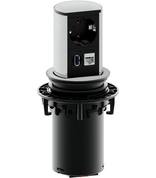 Bachmann ELEVATOR - Anschlussdose, Unterputz - RJ-45, Strom, USB3.0 Type A - Mattes Chrom (928.005) afbeelding 1