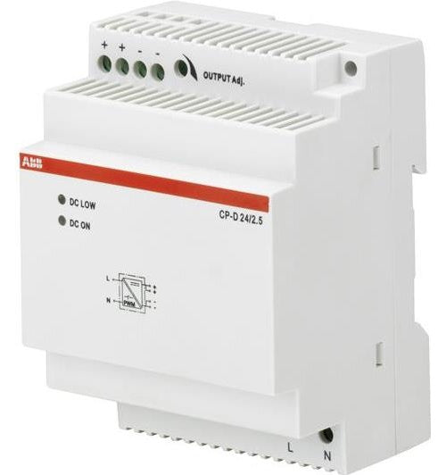 ABB CP-D24/2.5. Gesamtleistung: 60 W. Produktfarbe: white. Breite: 71 mm, Tiefe: 57,5 mm, Höhe: 91 mm. Verpackungsbreite: 85 mm, Verpackungstiefe: 85 mm, Verpackungshöhe: 132 mm (2CDG120037R0011) afbeelding 1