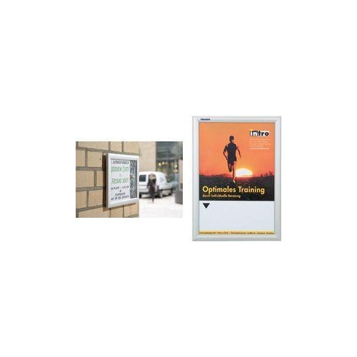 FRANKEN Plakatrahmen "Outdoor", DIN A4, 25 mm Rahmenprofil silvereloxierter Aluminium-Klapprahmen, Kunststoffhebel (BS1701) afbeelding 1