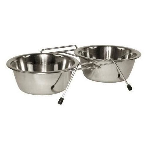 KERBL Support double écuelles 2x900ml - Pour chien afbeelding 1