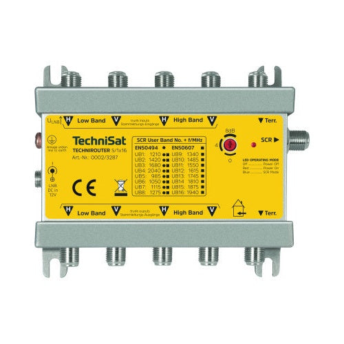 TechniSat TechniRouter 5/1x16 - Multischalter für Satellitensignal - Silber, Gelb (0002/3287) afbeelding 1