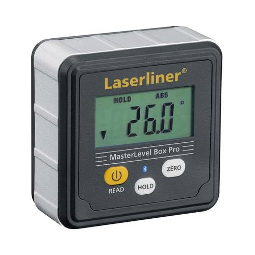 Laserliner MasterLevel Box Pro. Produktfarbe: Schwarz, Auswählbare Einheiten: Grad. Akku-/Batterietyp: AAA/LR03, Batteriespannung: 1,5 V. Breite: 59 mm, Tiefe: 28 mm, Höhe: 59 mm (081.262A) afbeelding 1