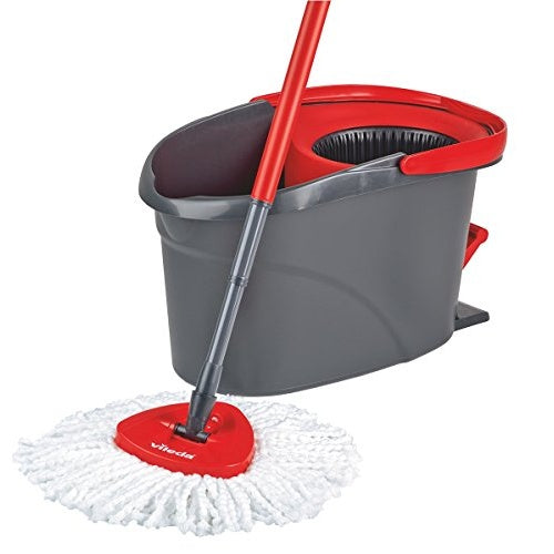 Vileda EasyWring & Clean Wischsystem - Set bestehend aus einem hochwertigen Microfaser Mop mit Teleskopstiel und Rotationseimer mit Powerschleuder (140825) afbeelding 2