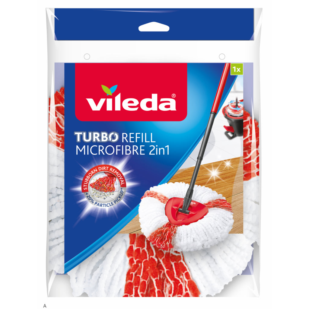 Vileda Easy 2in1 Turbo Wring and Clean Mop - White/Red - Compatible with Turbo Systems