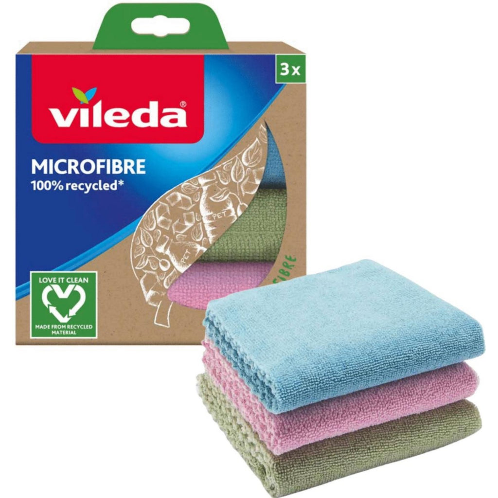 Vileda 100% Recycled Microfiber Cloths 3 Pieces