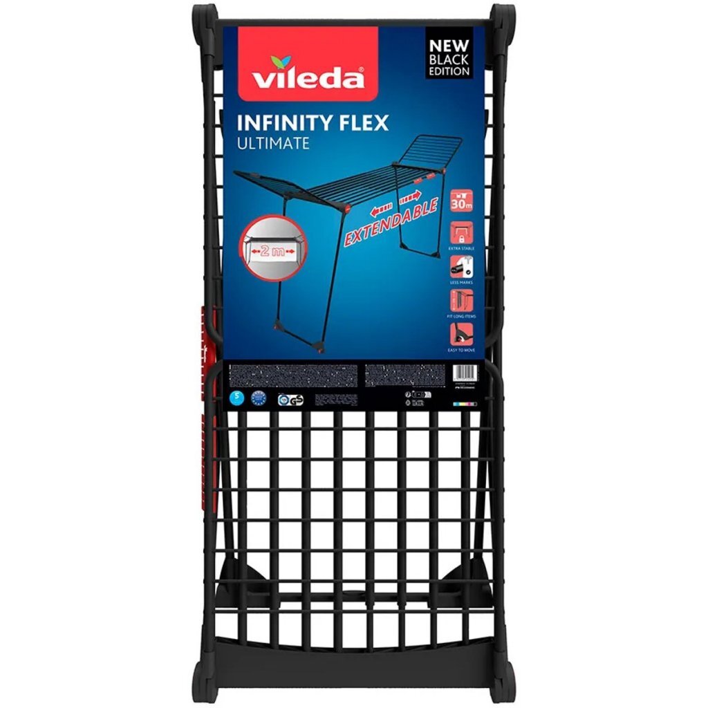 Vileda Infinity Flex Ultimate Drying Rack 30 m Black/Red