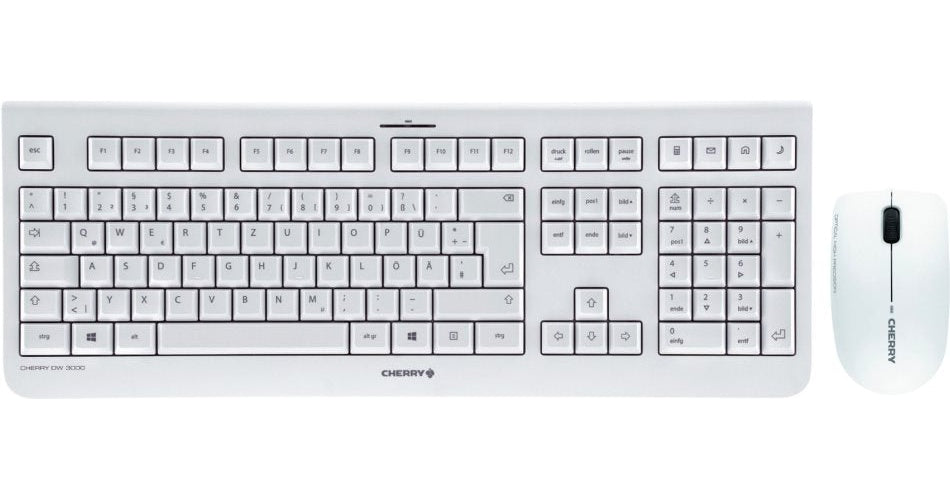 CHERRY DW 3000 - Tastatur-und-Maus-Set - kabellos - 2,4 GHz - Deutsch - Tastenschalter: CHERRY LPK - weiß (JD-0700DE-0) afbeelding 1