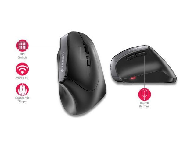 CHERRY MW 4500 - Maus - ergonomisch - Für Rechtshänder - Infrarot - 6 Tasten - kabellos - 2.4 GHz - kabelloser Empfänger (USB) - Schwarz - 4025112088315 - image 1