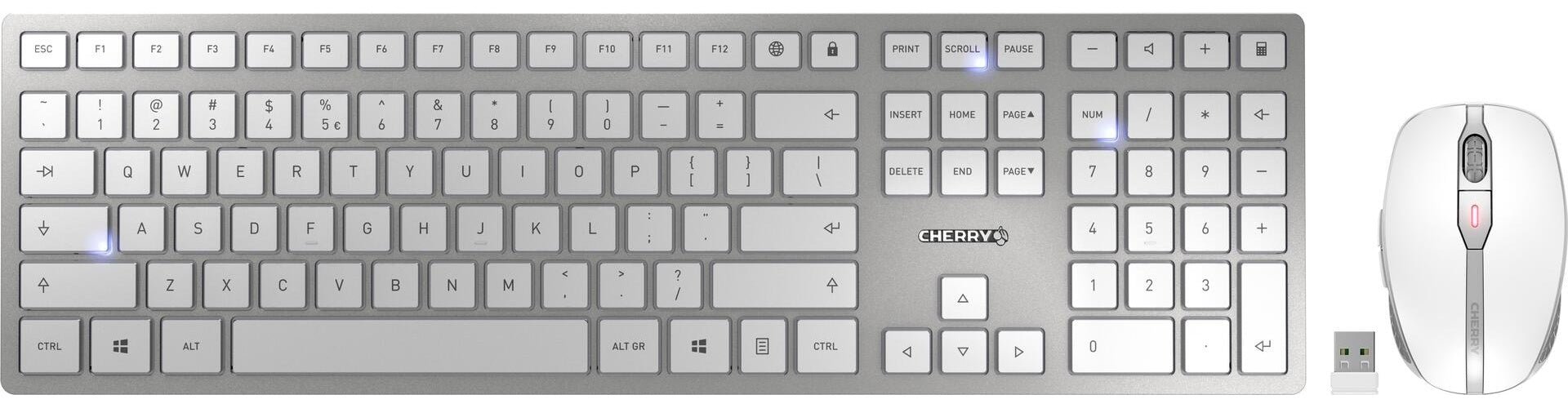 CHERRY DW 9100 SLIM Tastatur RF Wireless + Bluetooth Tschechisch - Slowakisch Silber (JD-9100CS-1) afbeelding 1