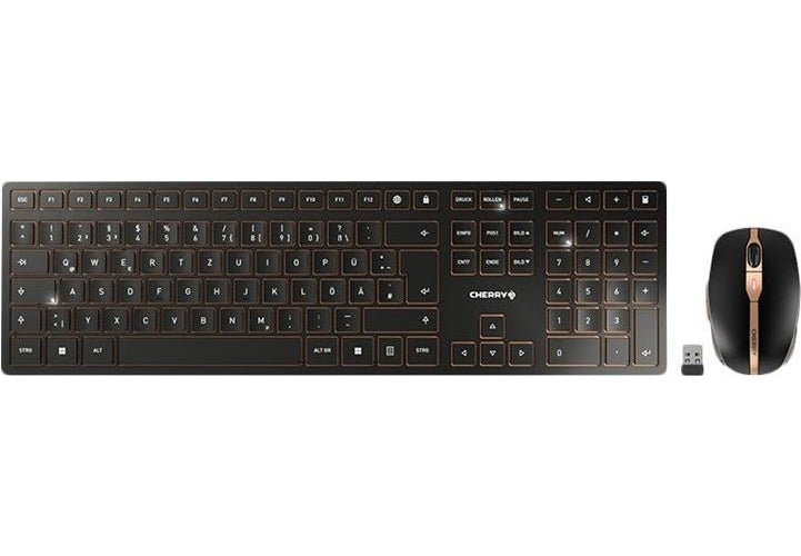 CHERRY DW 9100 SLIM - Tastatur-und-Maus-Set - kabellos - 2,4 GHz, Bluetooth 4,2 - QWERTZ - Deutsch - schwarz/bronze (JD-9100DE-2) afbeelding 1