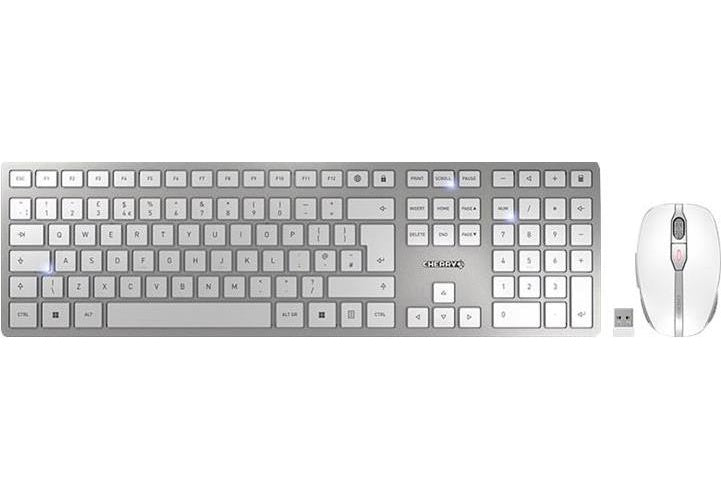 CHERRY DW 9100 SLIM - Tastatur-und-Maus-Set - kabellos - 2.4 GHz, Bluetooth 4.2 - QWERTY - GB - weiß, Silber afbeelding 1