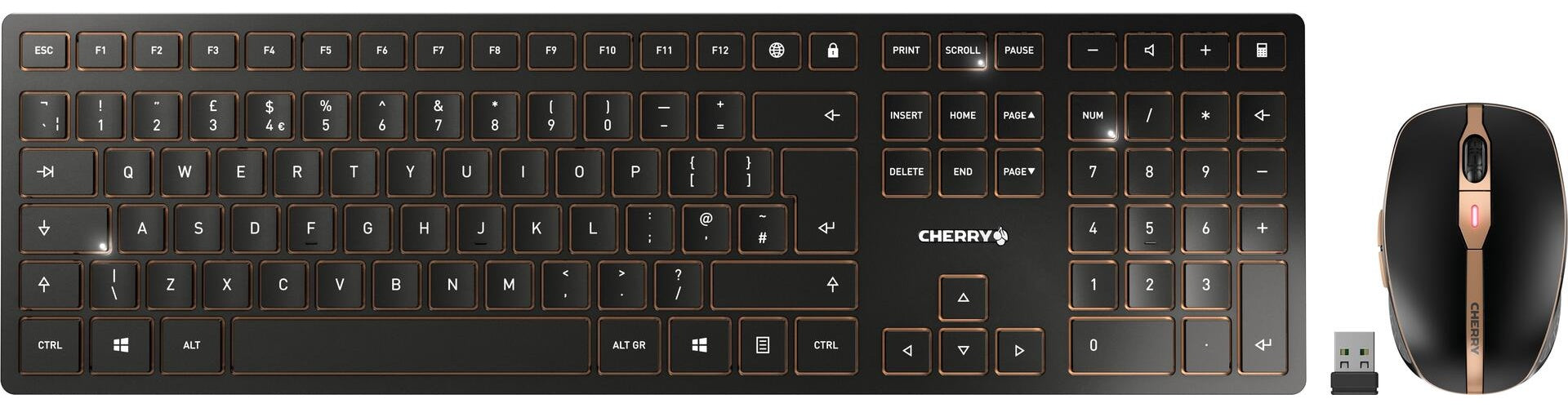 CHERRY | Keyboard And Mouse Set DW 9100 JD-9100GB-2 | 2.4 GHz Wireless - Bluetooth 4.0 And 4.2 | QWERTY GB | SX Switches | Black Bronze afbeelding 1