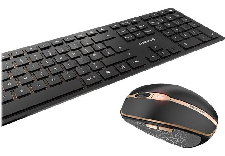 CHERRY DW 9100 SLIM - Tastatur-und-Maus-Set - kabellos - 2,4 GHz, Bluetooth 4,2 - Pan-Nordic - schwarz/bronze (JD-9100PN-2) afbeelding 1