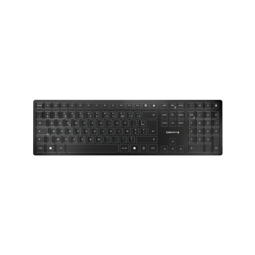 CHERRY KW 9100 SLIM - Tastatur - kabellos - 2.4 GHz, Bluetooth 4.0 - Französisch - Tastenschalter: CHERRY SX - Schwarz, Silber afbeelding 1