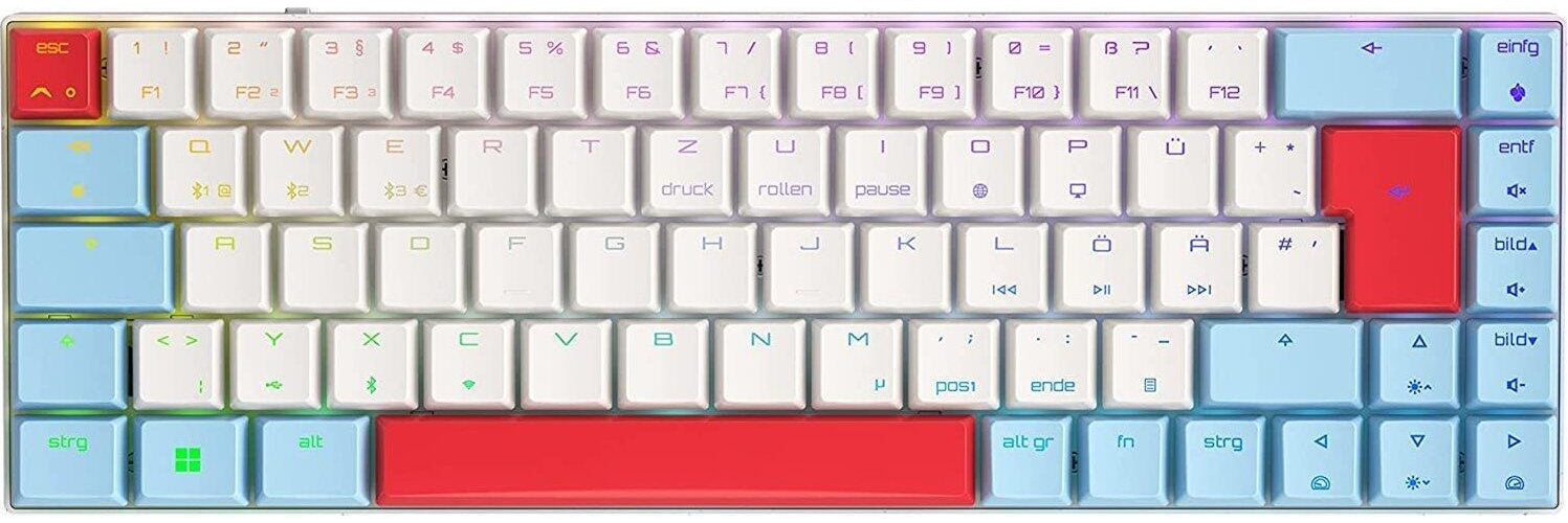 CHERRY MX MX-LP 2,1 - Tastatur - kompakt - Hintergrundbeleuchtung - kabellos - USB, 2,4 GHz, Bluetooth 5,2 - QWERTZ - Deutsch - Tastenschalter: CHERRY MX Low Profile RGB Speed - weiß (G80-3860LVADE-0) afbeelding 1