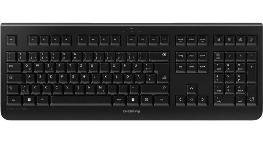 CHERRY KW 3000 - Tastatur - geräuscharm, Full-Size-Layout - kabellos - 2,4 GHz - QWERTZ - Deutsch - Schwarz - plastikfreie Verpackung (JK-3000DE-2) afbeelding 1