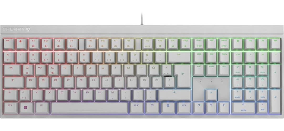 CHERRY XTRFY MX 2,0S - Tastatur - 100% - full size - Hintergrundbeleuchtung - USB - QWERTZ - Deutsch - Tastenschalter: CHERRY MX2A Red - weiß (G80-3821LJBDE-0) afbeelding 1