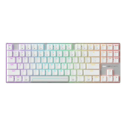 Cherry MX 8.2 Pro TMR Wireless Gaming-Tastatur TKL US International Silber/Weiß afbeelding 1