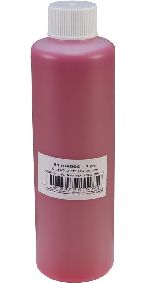 Eurolite Schwarzlicht-, UV- Leuchtfarben UV-aktive Stempelfarbe, transparent rot 51108003 Transparent-Rot 250 ml (51108003) afbeelding 1
