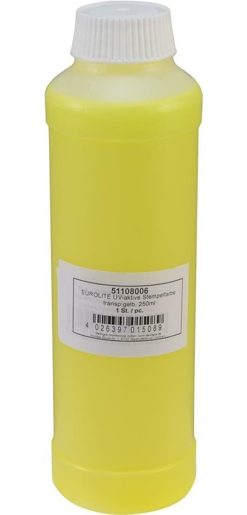 Eurolite Schwarzlicht-, UV- Leuchtfarben UV-aktive Stempelfarbe, transp.gelb,250ml 51108006 Transparent-Gelb 1 St. (51108006) afbeelding 1
