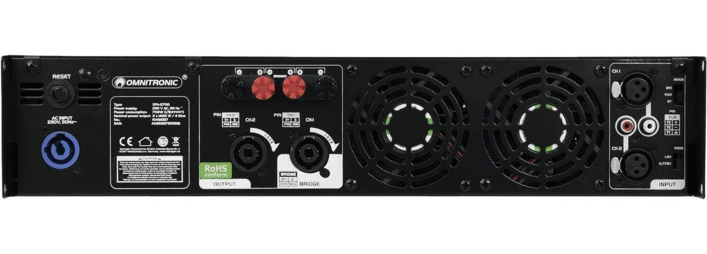 Omnitronic XPA-2700 2.1 Kanäle Leistung/Phase Schwarz (10451037) afbeelding 1