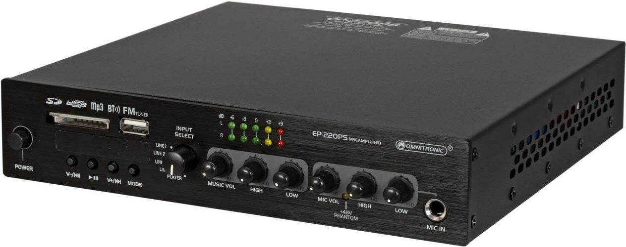 OMNITRONIC EP-220PS Vorverstärker mit MP3-Player, Bluetooth und FM-Radio 9.5 (10007081) afbeelding 1