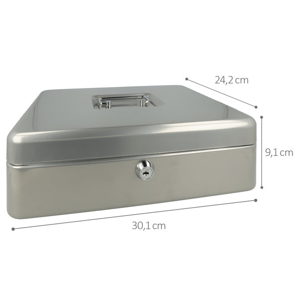 Westcott Cash Box AC-E51002-ZI 301x242x91mm Silver-grey with 5 Compartments