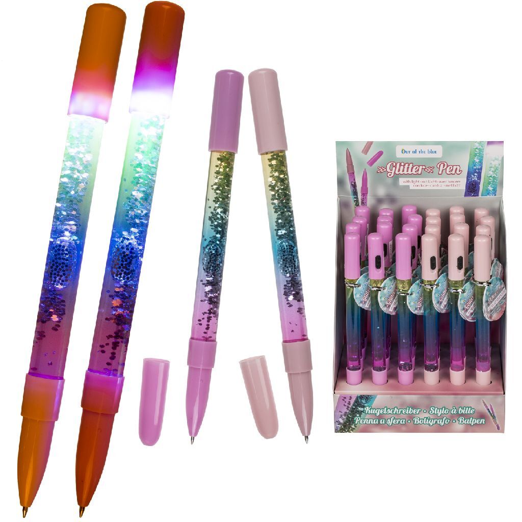 Glitter Pen + Light Assorted Display 24 Pieces - Suitable for Children 3+