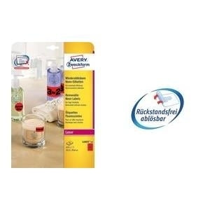Avery - Labels - Neon Yellow - 63.5 x 29.6 mm - 540 Labels (20 Sheets x 27) L6004-25