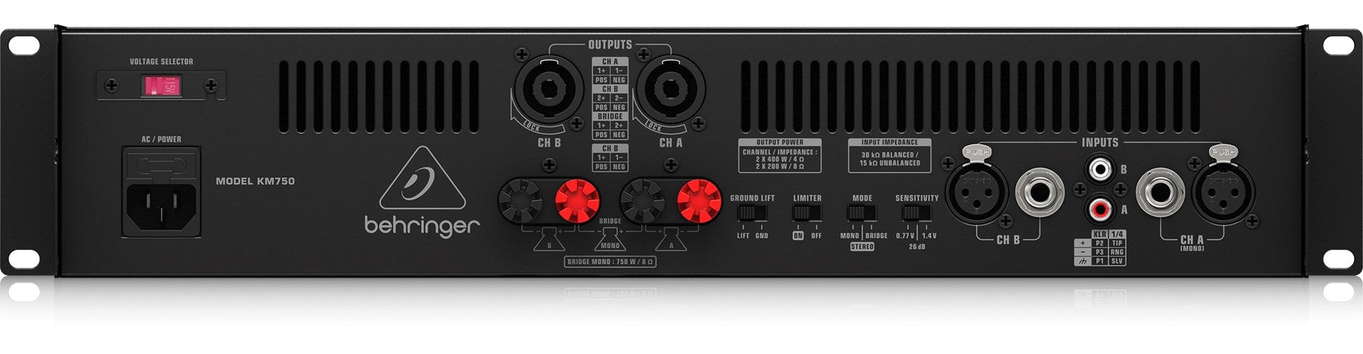 Behringer KM750 audio amplifier 2.1 channels Black afbeelding 5
