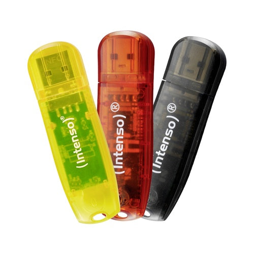 Intenso Rainbow Line - USB-Flash-Laufwerk - 32GB - USB2.0 - Schwarz, Gelb, Rot (Packung mit 3) (3502483) afbeelding 1