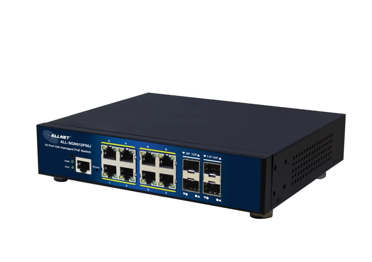 ALLNET Switch full managed Layer2+ 12 Port 8x GbE PoE Budget 300W at 4x SFP - Switch - 1 Gbps (ALL-SG8612PMJ) - 4038816232243 - afbeelding 1