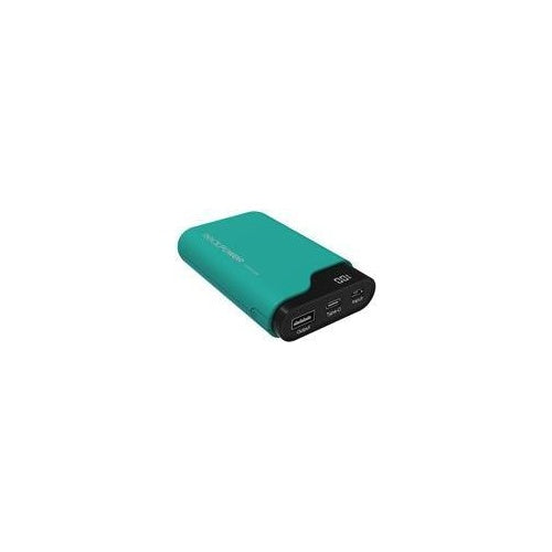 Realpower PB-7500C - Ladegerät 7500 mAh 27 Wh - 2.1 A - 2 Ausgabeanschlussstellen (USB, USB-C) - auf Kabel: Micro-USB, USB-C - grün afbeelding 1
