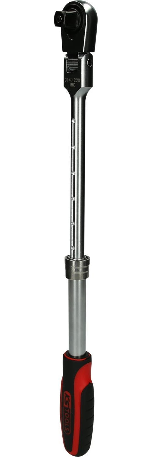 KS TOOLS Werkzeuge-Maschinen GmbH 1/2" SlimPOWER Teleskop-Gelenk-Umschaltknarre, 72 Zahn (914.1220) afbeelding 1