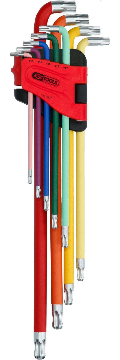 KS TOOLS Werkzeuge-Maschinen GmbH Kugelkopf-Torx-Winkelstiftschlüssel-Satz, extra lang, 9-tlg (151.5210) afbeelding 1