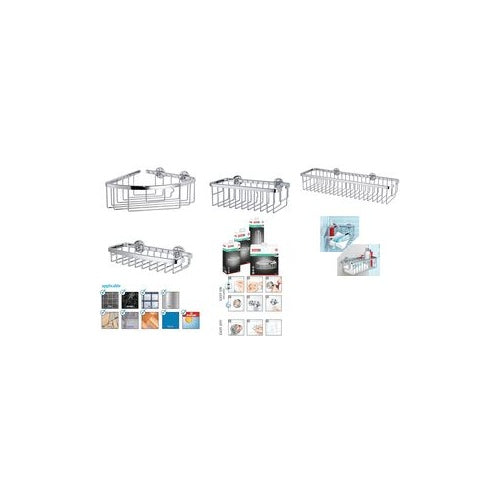 tesa Duschkorb ALUXX S, viereckig, Aluminium verchromt rostfrei, wasserbeständig, runde Wandplatten, Befestigung - 1 Stück (40207-00000-00) afbeelding 1