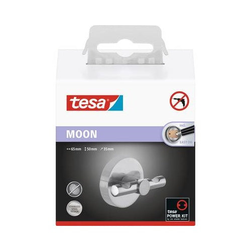 tesa MOON ® MOON Garderobenhaken aus Edelstahl (L x B x H) 65 x 50 x 35 mm Silber Inhalt: 1 St. (40305-00000-00) afbeelding 1