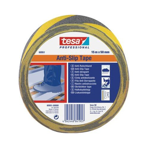 tesa Anti-Rutschband tesa® Anti-Rutsch 60951 Schwarz/Gelb (L x B) 15 m x 50 mm 60951-00000-00 1 Rolle(n) (60951-00000-00) afbeelding 1