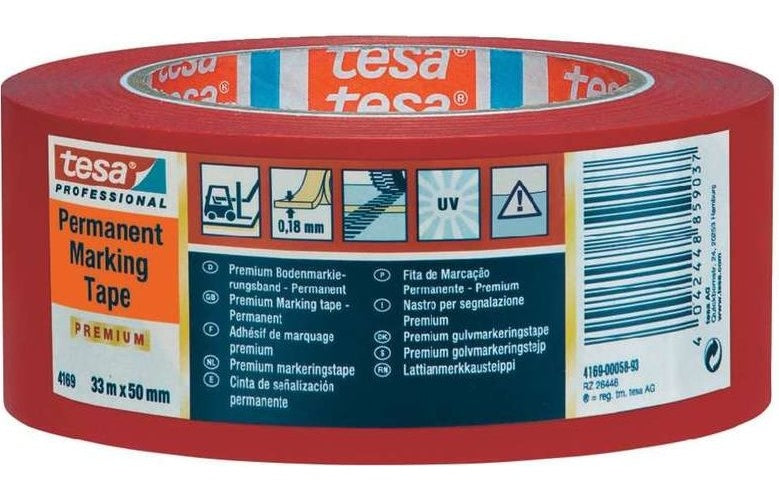 tesa® Premium Bodenmarkierungs- & Warnband 4169 (L x B) 33 m x 50 mm Schwarz PVC 4169-55-93 TESA (4169-55-93) afbeelding 1
