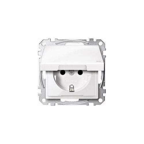 Merten MEG2314-0460. Buchsen-Typ: CEE 7/3, Unterstützte Stecker-Typen: CEE 7/4. Produktfarbe: Aluminium, Material: Thermoplast. Eingangsspannung: 250 V, Stromstärke (maximal): 16 A (MEG2314-0460) - 4042811139872 - image 1
