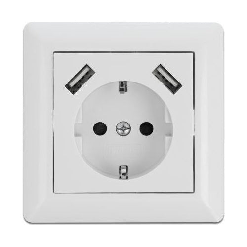 Delock Einbausteckdose mit 2 x USB Typ-A Ladeport 2,8 A (11473) - 4043619114733 - image 1