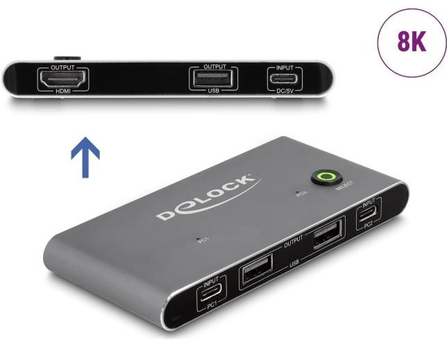 DeLOCK 11486 Tastatur/Video/Maus (KVM)-Switch Anthrazit (11486) afbeelding 1