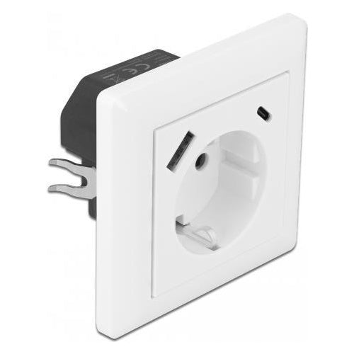 Delock Einbausteckdose mit 2 USB Ladeports 3,4 A, 1 x USB Typ-A und 1 x USB Type-C (11489) afbeelding 1