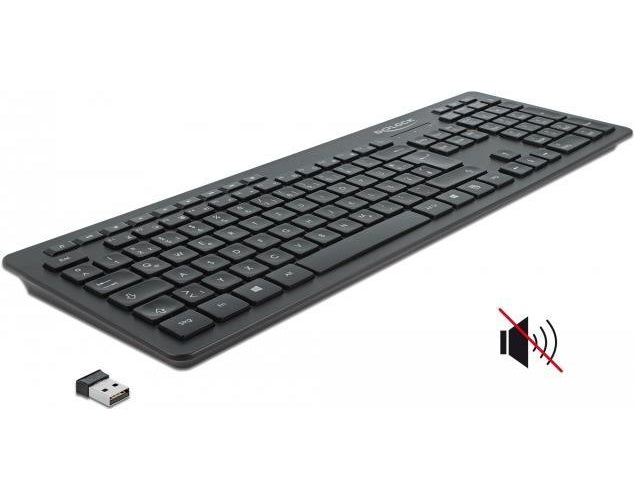 DeLOCK - Silent - Tastatur - kabellos - 2,4 GHz - QWERTZ - Deutsch - Schwarz - retail (12004) afbeelding 1