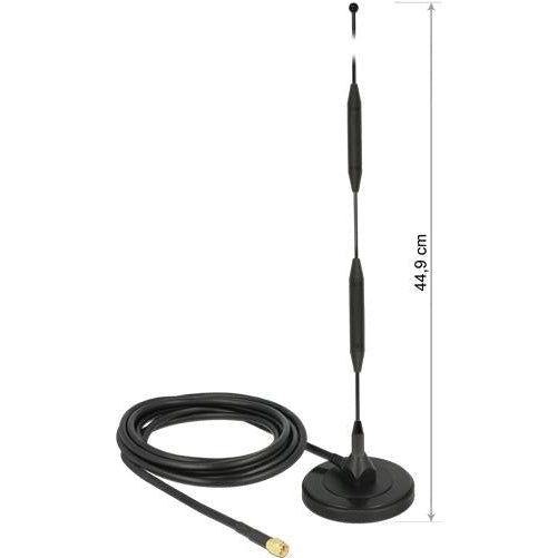 Delock LTE Antenne SMA Stecker 5 dBi 44,9 cm starr omnidirektional mit magnetischem Standfuß und Anschlusskabel RG-58 3 m outdoor schwarz (12425) afbeelding 1
