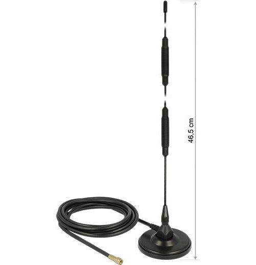 Delock LTE Antenne SMA Stecker 7 dBi starr omnidirektional mit magnetischem Standfuß und Anschlusskabel RG-58 3 m outdoor schwarz (12428) afbeelding 1